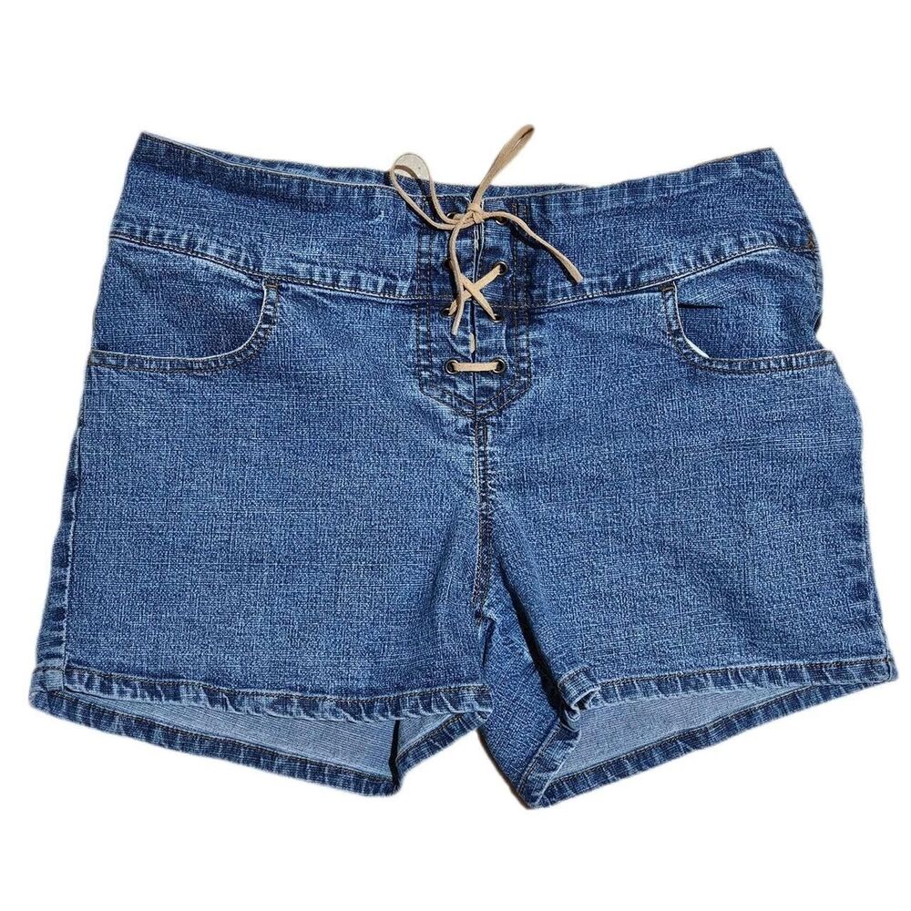 90s y2k does 70s boho western lace up denim shorts